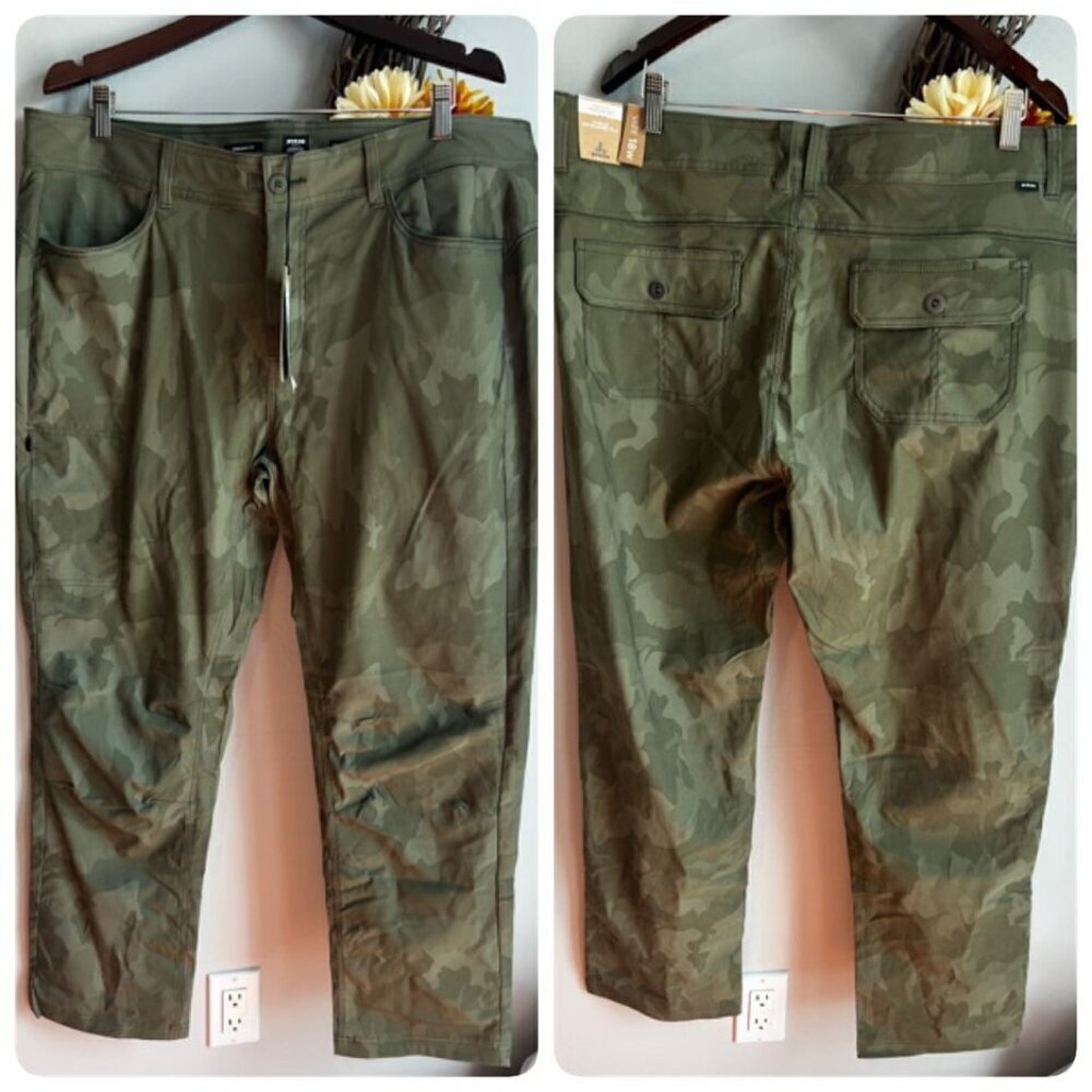 PrAna Women's Halle Straight Athletic Pants II Plus Size 18W Sage Camo